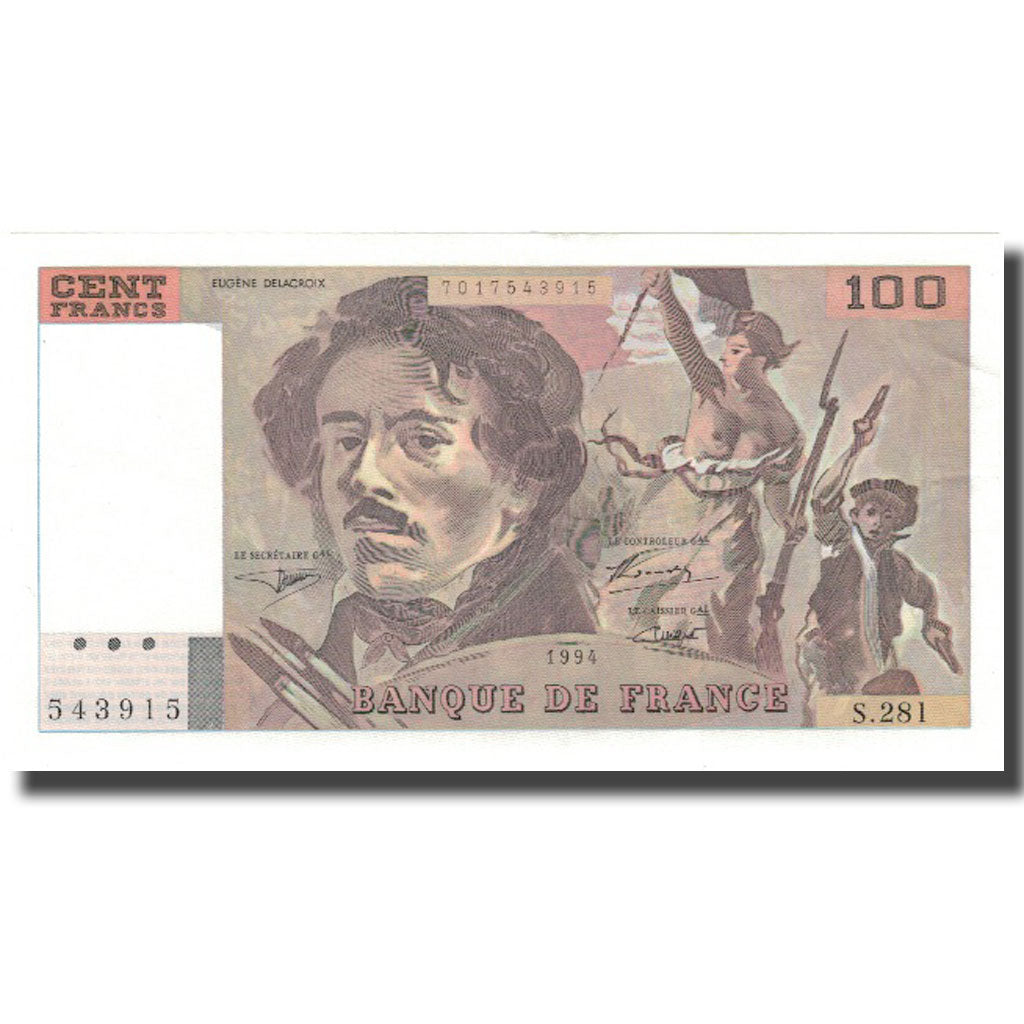 Frankrijk, 100 Francs, Delacroix, 1994, SUP, Fayette:69ter.1c, KM:154h