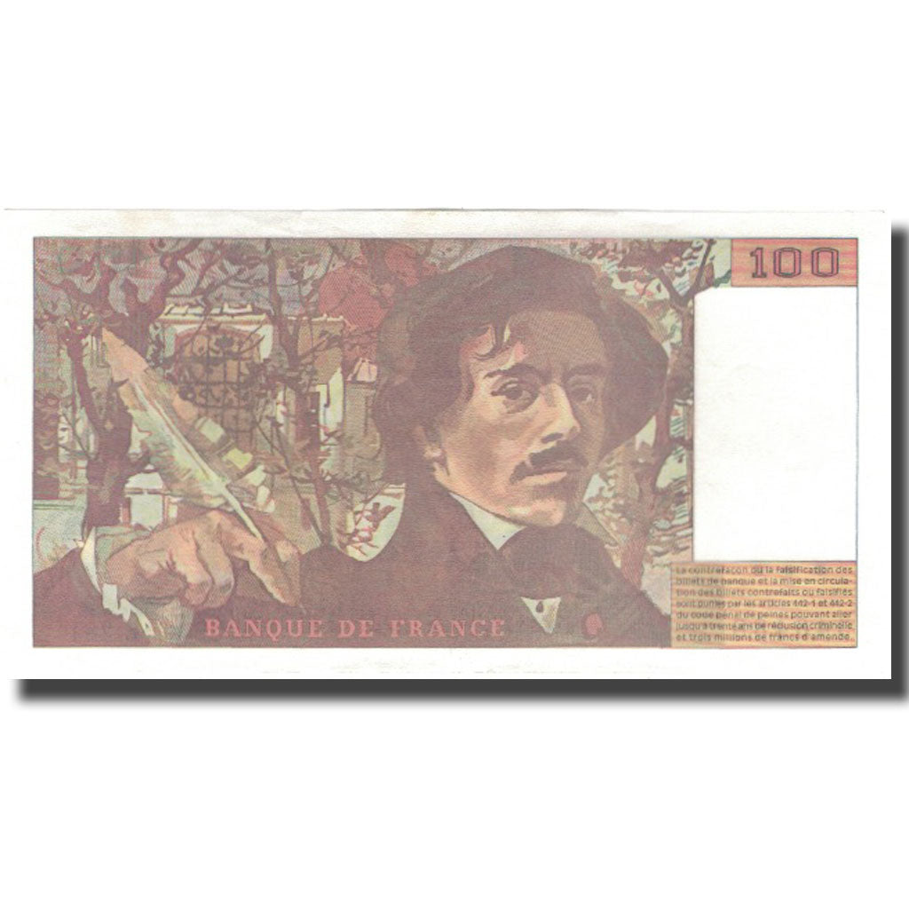 França, 100 Francs, Delacroix, 1994, AU(55-58), Fayette:69ter.1c, KM:154h