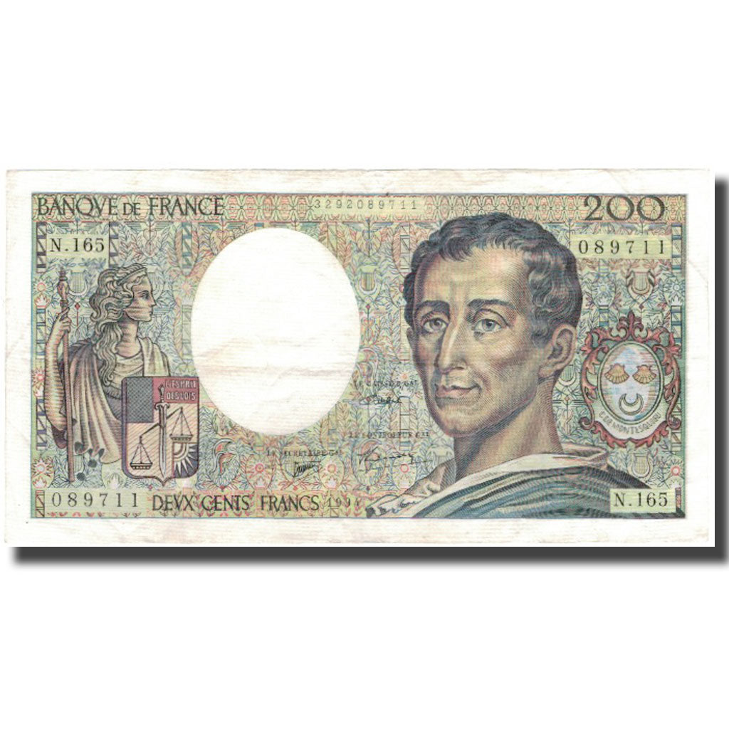 Francja, 200 Francs, Montesquieu, 1994, AU(50-53), Fayette:70.2.1, KM:155f