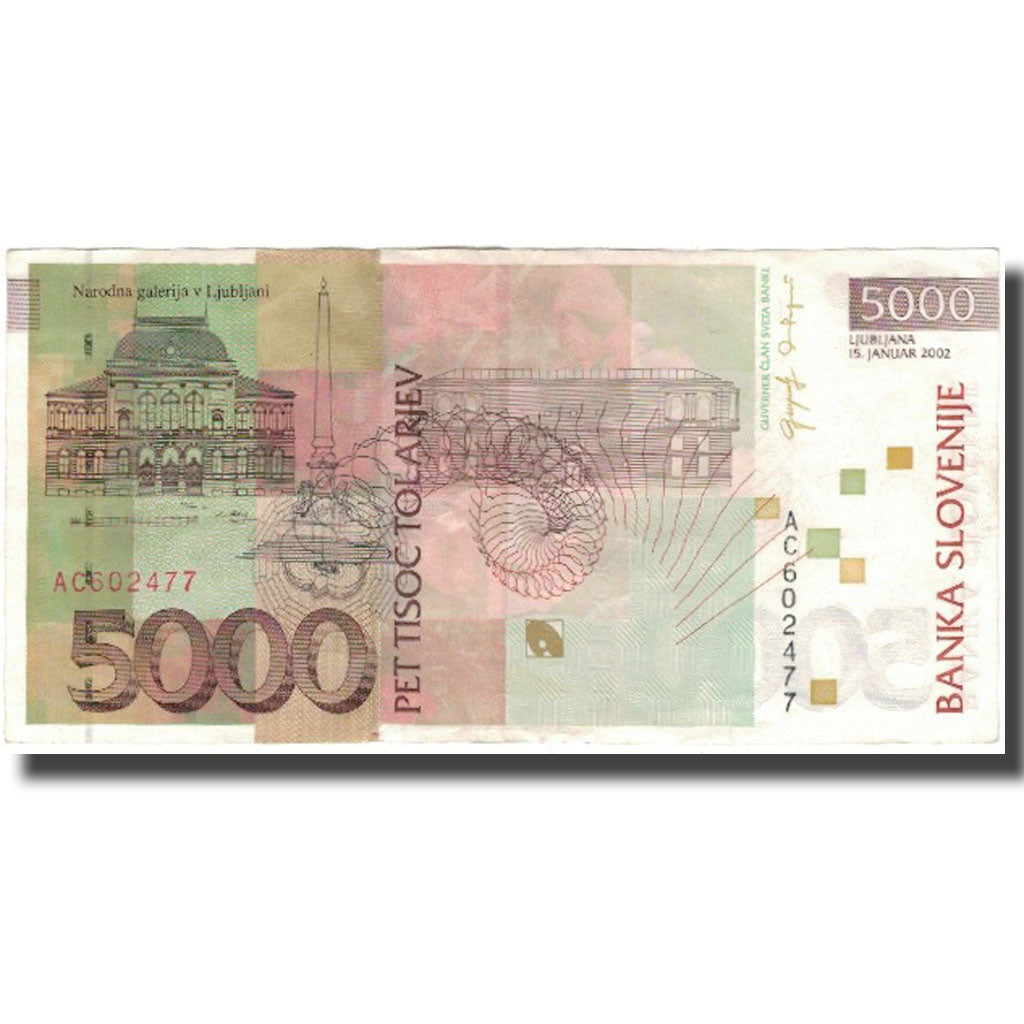 Banknote, Slovenia, 5000 Tolarjev, 1992-01-15, KM:33a, AU(50-53)