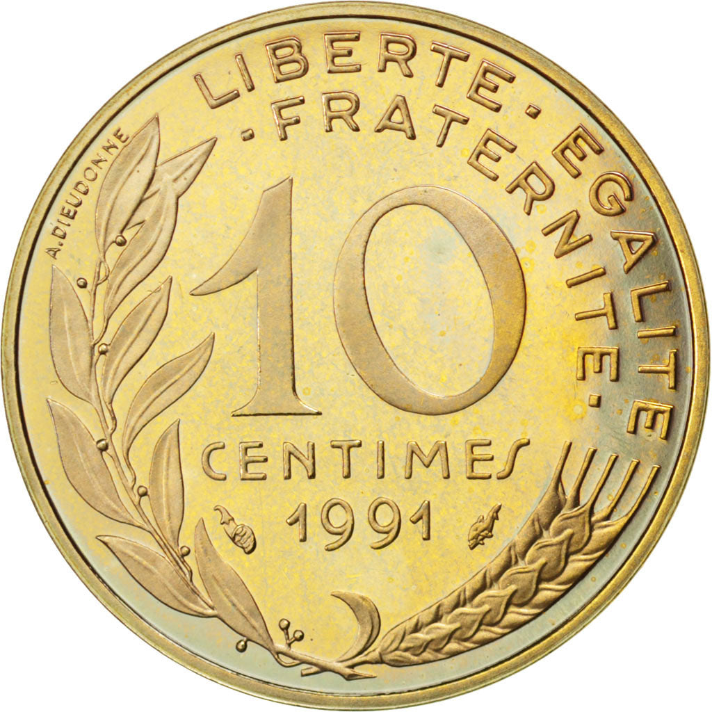 FRANCE, Marianne, 10 Centimes, 1991, Paris, KM #929, MS(65-70),...