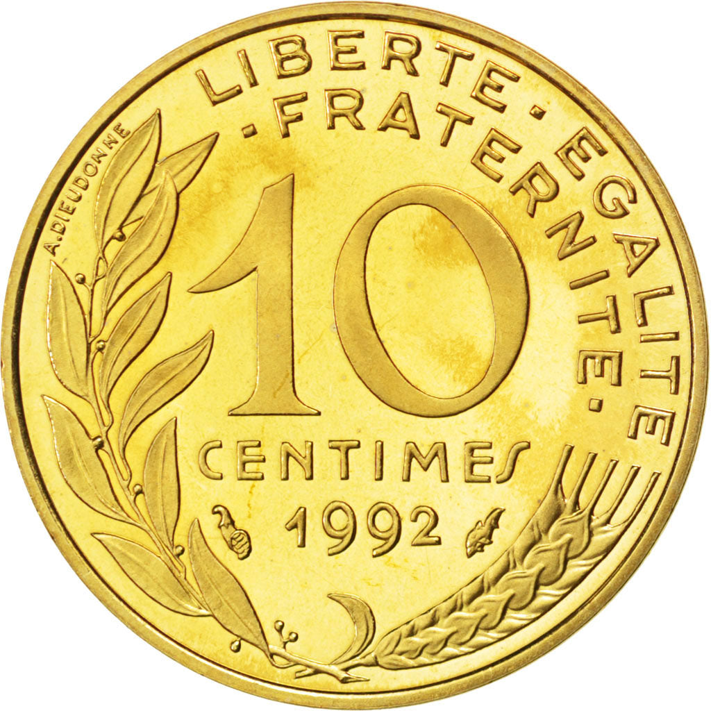 Coin, France, Marianne, 10 Centimes, 1992, MS(65-70), Aluminum-Bronze, KM:929