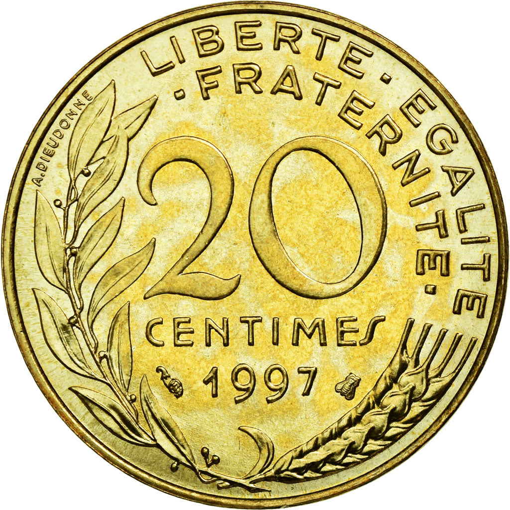 Coin, France, Marianne, 20 Centimes, 1997, MS(65-70), Aluminum-Bronze, KM:930