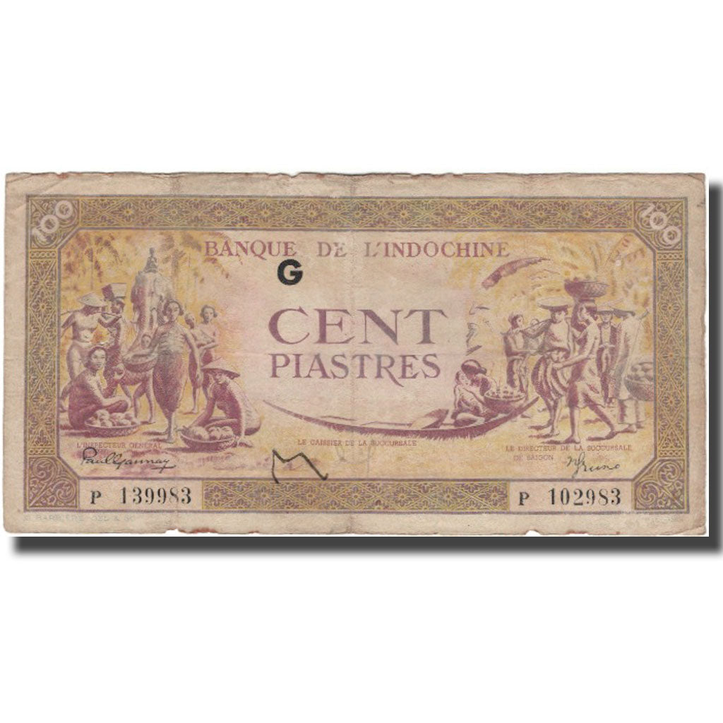 Billet, FRENCH INDO-CHINA, 100 Piastres, KM:66, B+