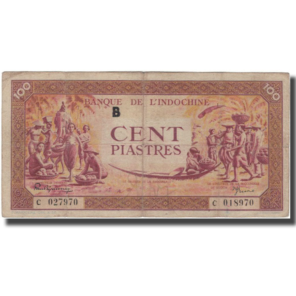 Banknote, FRENCH INDO-CHINA, 100 Piastres, KM:67, VF(20-25)