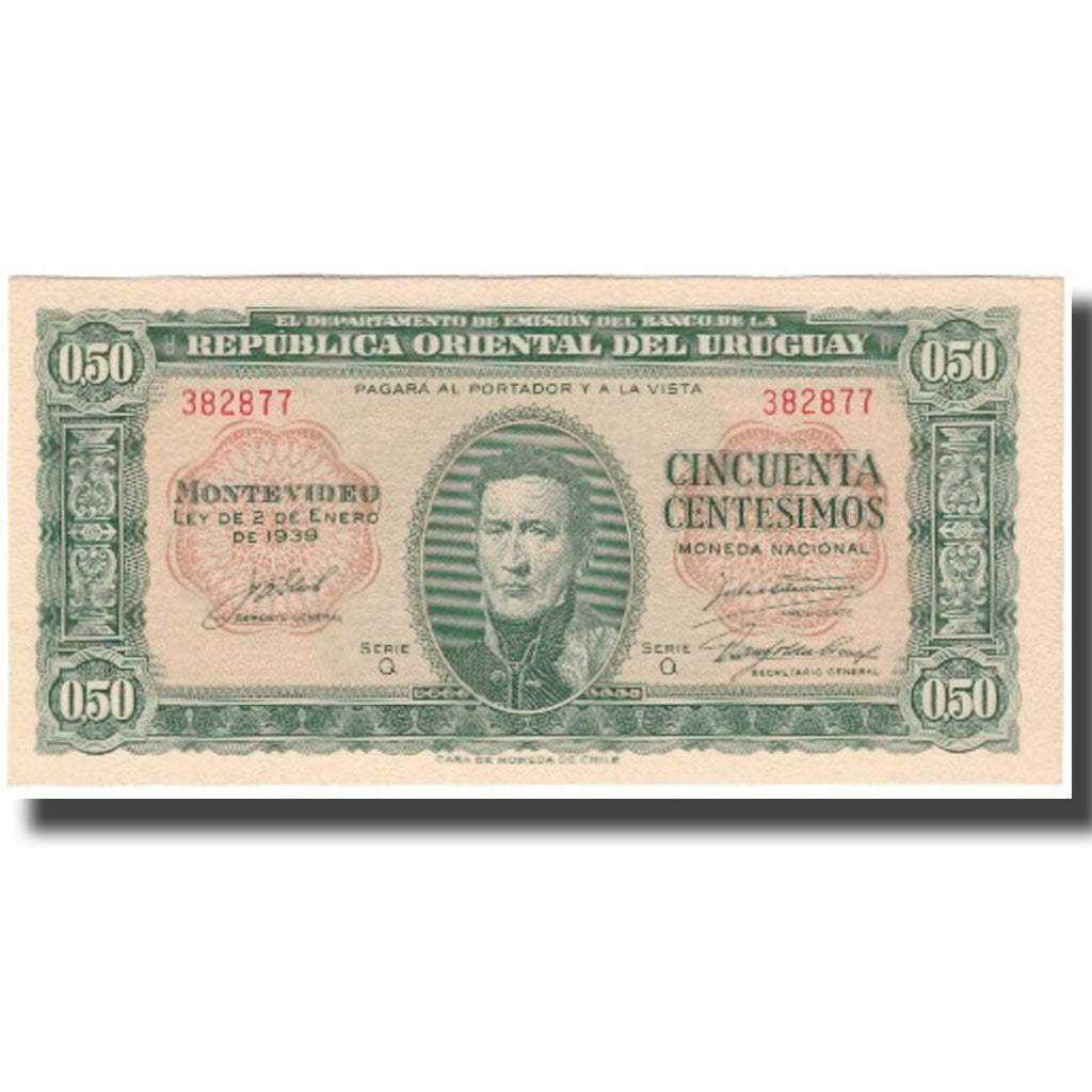 Billete, 50 Centesimos, 1939, Uruguay, KM:34, UNC
