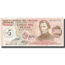 Biljet, Uruguay, 5 Nuevos Pesos on 5000 Pesos, KM:57, NIEUW