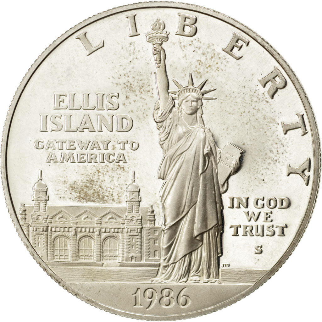 UNITED STATES, Dollar, 1986, U.S. Mint, KM #214, MS(60-62), Silver, 38.1, 26.75