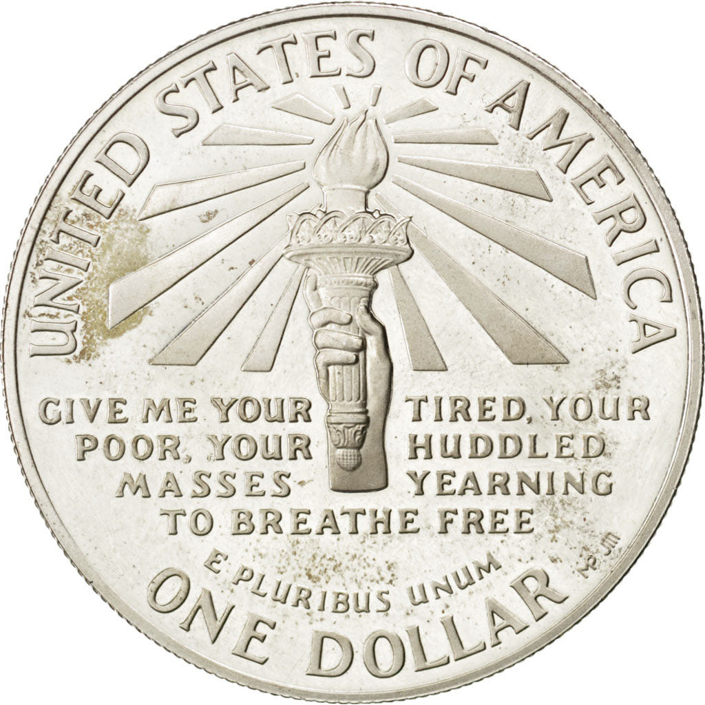 UNITED STATES, Dollar, 1986, U.S. Mint, KM #214, MS(60-62), Silver, 38.1, 26.75