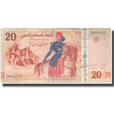 Banknote, Tunisia, 20 Dinars, 2011-03-20, KM:93, VF(20-25)