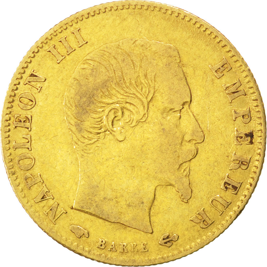 FRANCE, Napoléon III, 5 Francs, 1860, Paris, KM #787.1, VF(30-35), Gold, 16.7, G