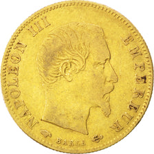 FRANCE, Napoléon III, 5 Francs, 1860, Paris, KM #787.1, VF(30-35), Gold, 16.7, G
