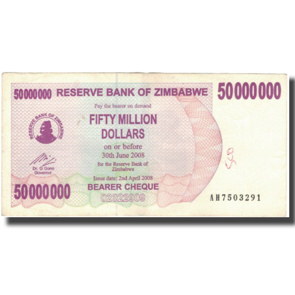 Banknote, Zimbabwe, 50 Million Dollars, 2008-06-30, KM:57, VF(20-25)