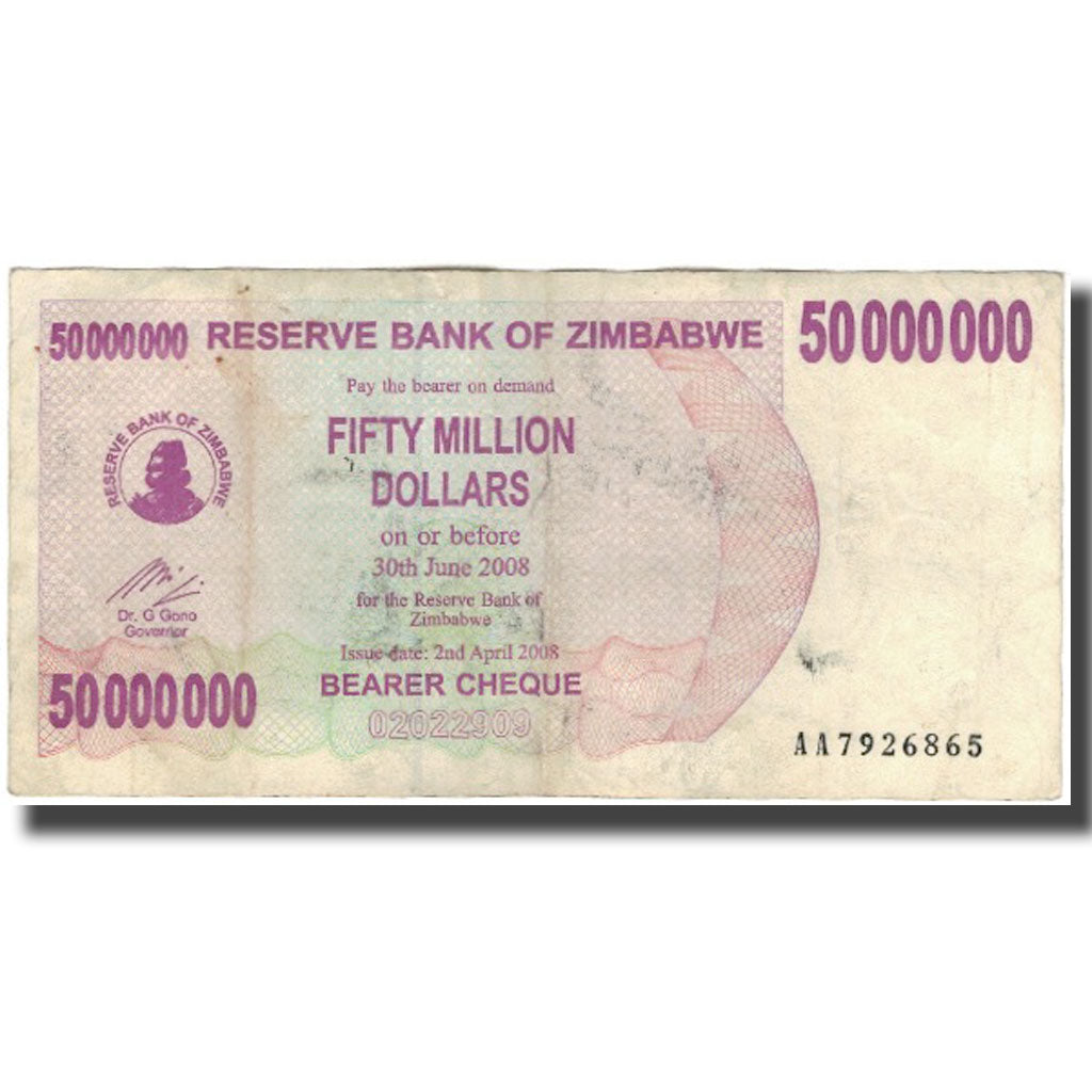 Banknote, Zimbabwe, 50 Million Dollars, 2008-04-02, KM:57, VF(20-25)