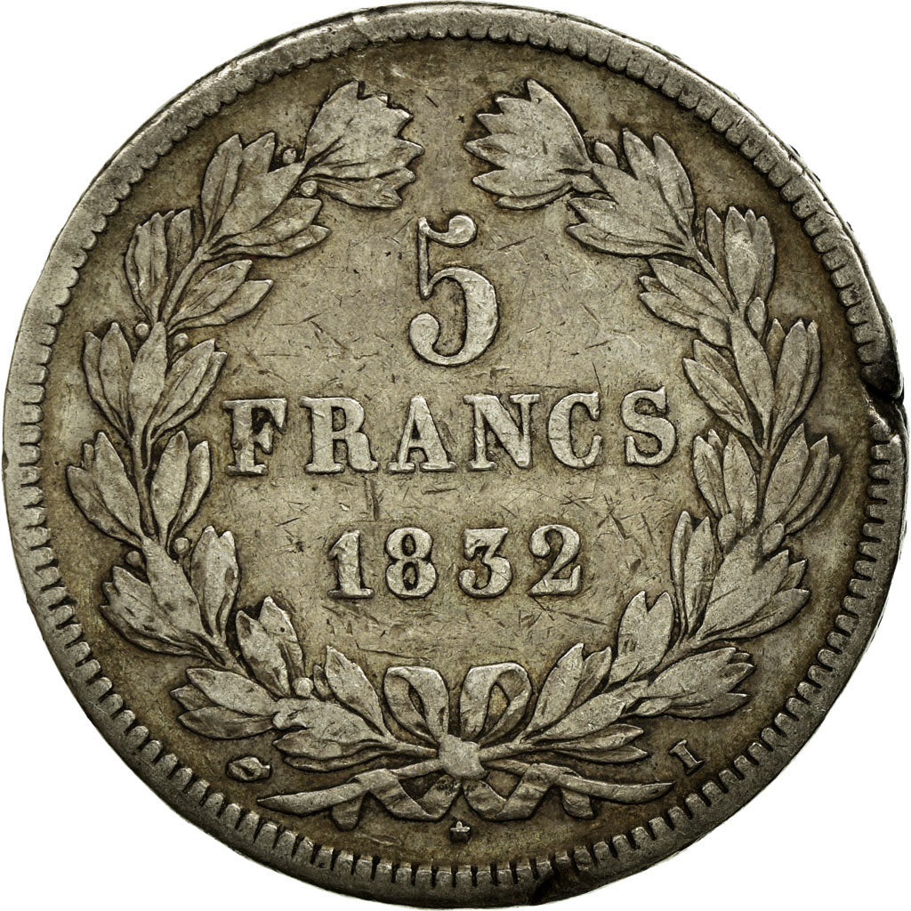 Moneta, Francia, Louis-Philippe, 5 Francs, 1832, Limoges, MB, Argento, KM:749.6