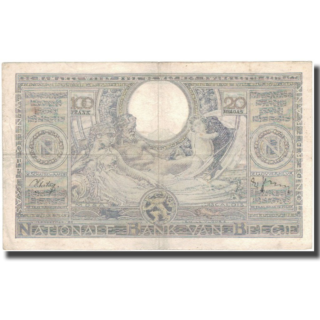 Banconote, Belgio, 100 Francs-20 Belgas, 1939-05-23, KM:107, BB