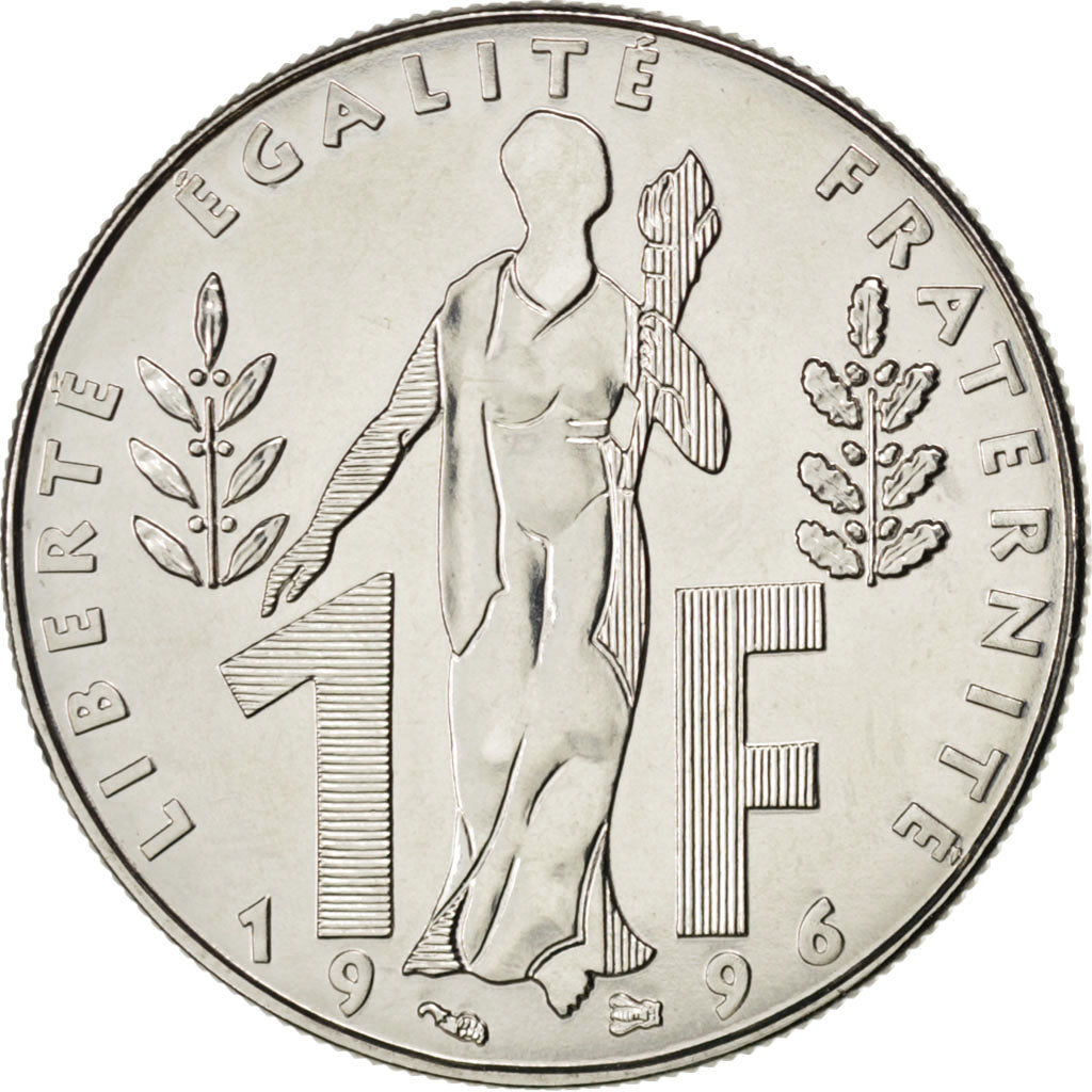 FRANCE, 1 Franc, 1996, KM #1160, MS(65-70), Nickel, Gadoury #481, 6.00