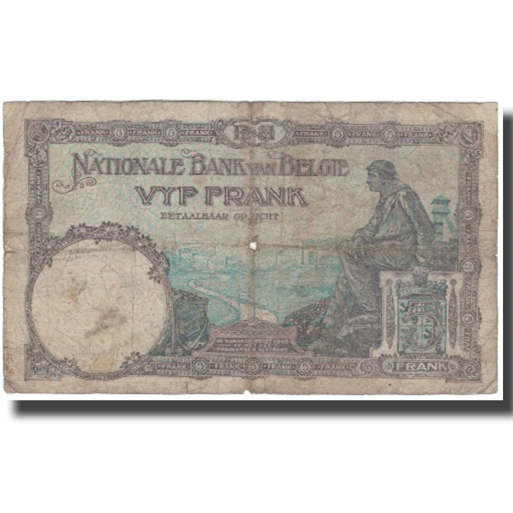 Banknot, Belgia, 5 Francs, 1931-05-05, KM:97b, F(12-15)