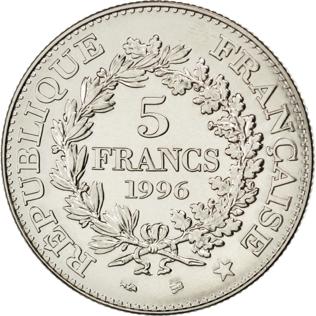 FRANCE, 5 Francs, 1996, KM #1155, MS(65-70), Copper-nickel, Gadoury #777, 10.00