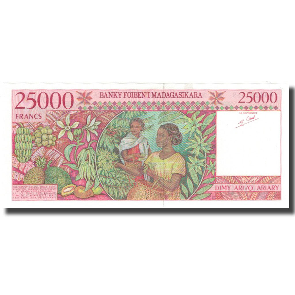 Banknote, Madagascar, 25,000 Francs = 5000 Ariary, KM:82, UNC(65-70)
