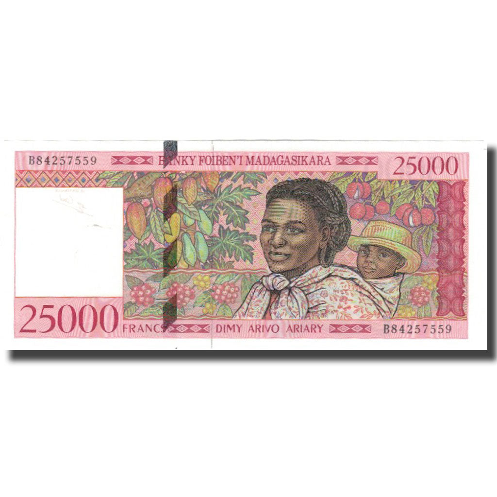 Banknote, Madagascar, 25,000 Francs = 5000 Ariary, KM:82, UNC(65-70)