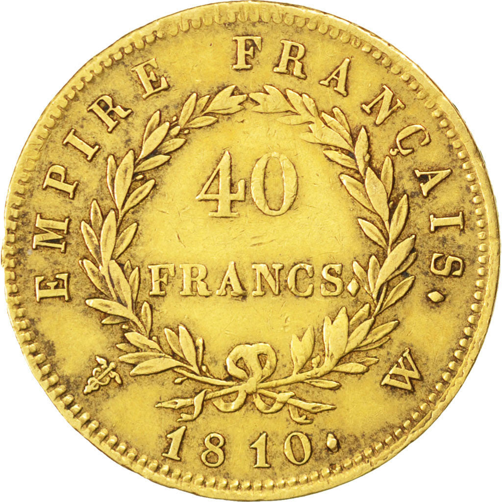 Premier Empire, 40 Francs or au revers Empire 1810 Lille, KM 696.6