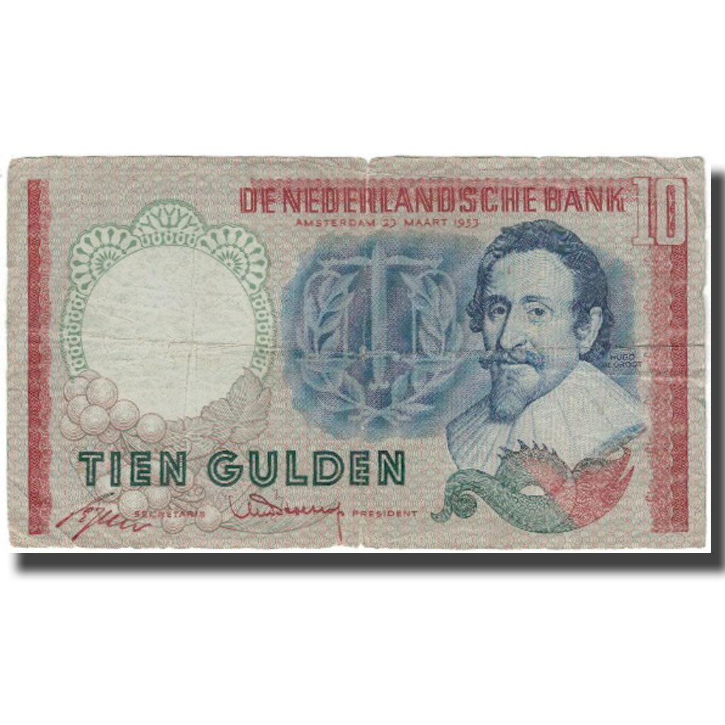 Nota, Países Baixos, 10 Gulden, 1953-03-23, KM:85, VF(20-25)