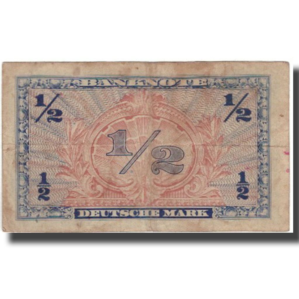 Banknote, GERMANY - FEDERAL REPUBLIC, 1/2 Deutsche Mark, 1948, KM:1a, VF(30-35)