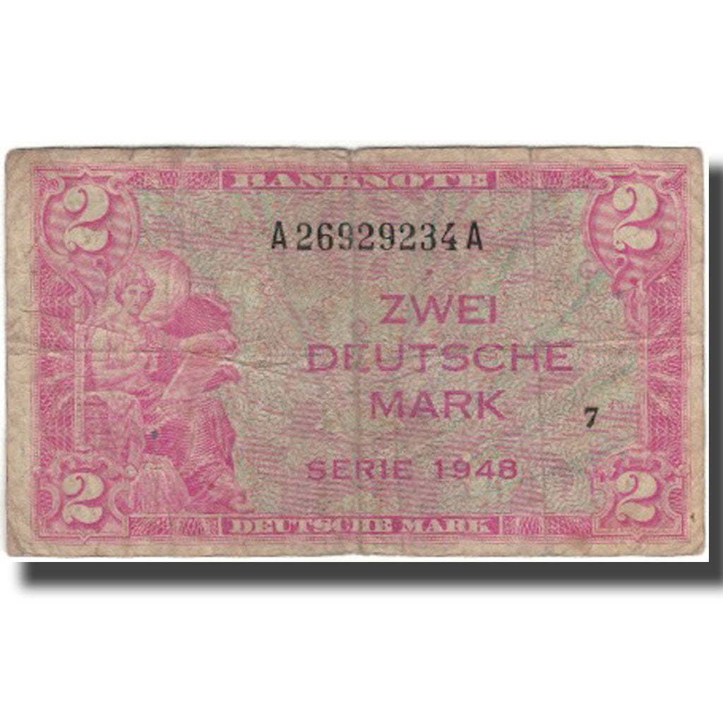 Banknote, GERMANY - FEDERAL REPUBLIC, 2 Deutsche Mark, 1948, KM:3a, VF(20-25)
