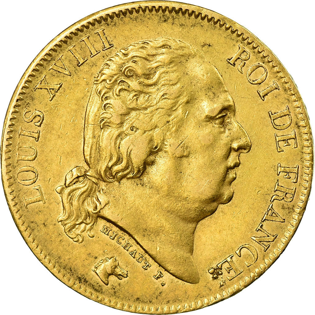 Coin, France, Louis XVIII, Louis XVIII, 40 Francs, 1824, Paris, VF(30-35), Gold