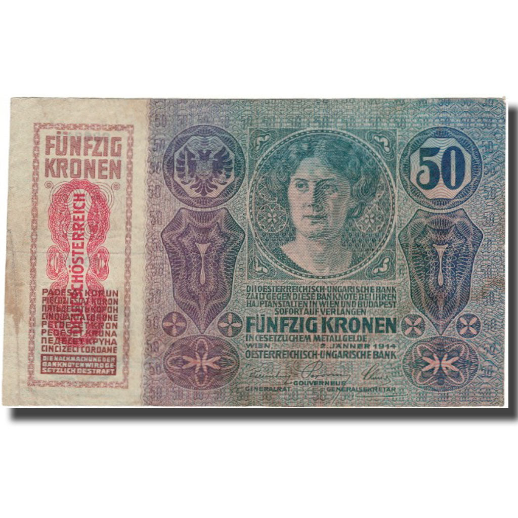 Banknote, Austria, 50 Kronen, 1914-01-02, KM:54a, VF(30-35)