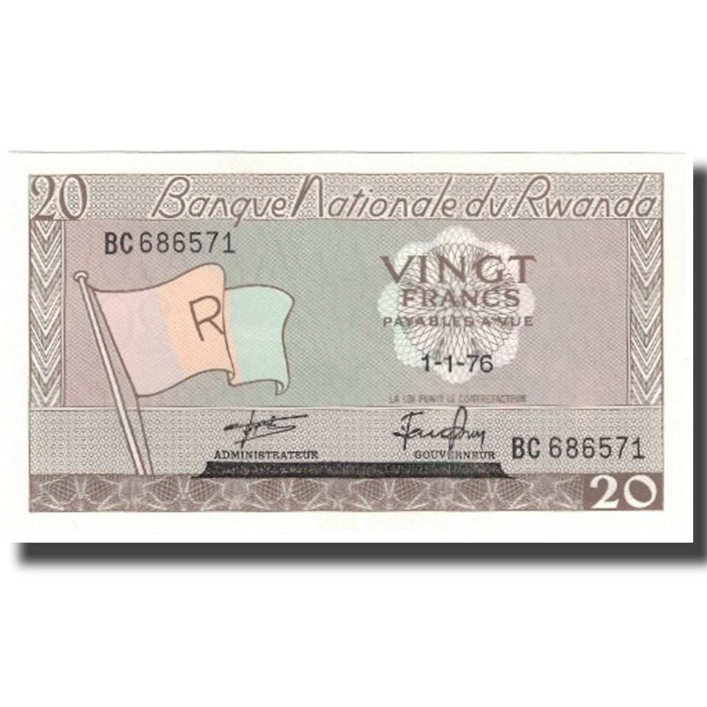 Billete, 20 Francs, Ruanda, 1976-01-01, KM:6e, UNC