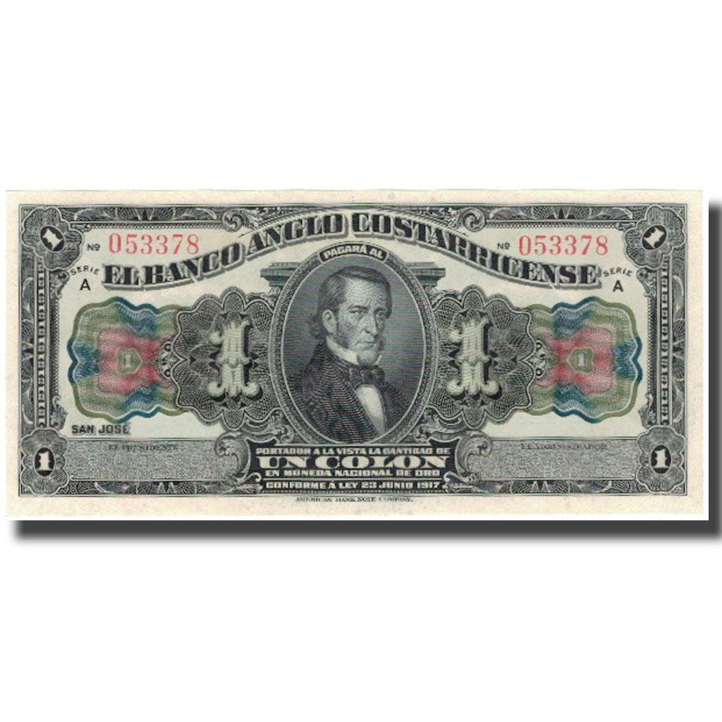 Banknote, Costa Rica, 1 Colon, 1917-06-23, KM:S121r, UNC(65-70)