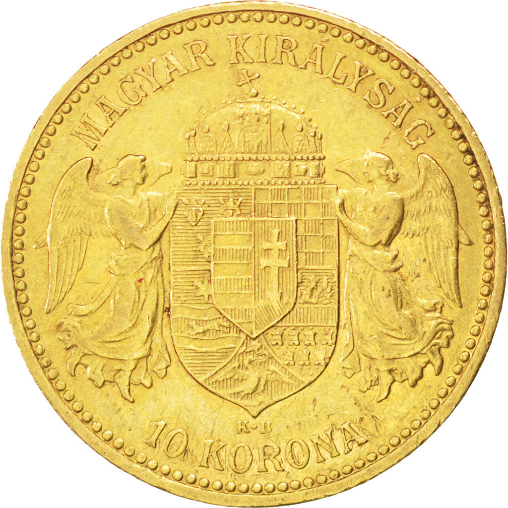 HUNGARY, 10 Korona, 1892, Kormoczbanya, KM #485, AU(55-58), Gold, 3.37