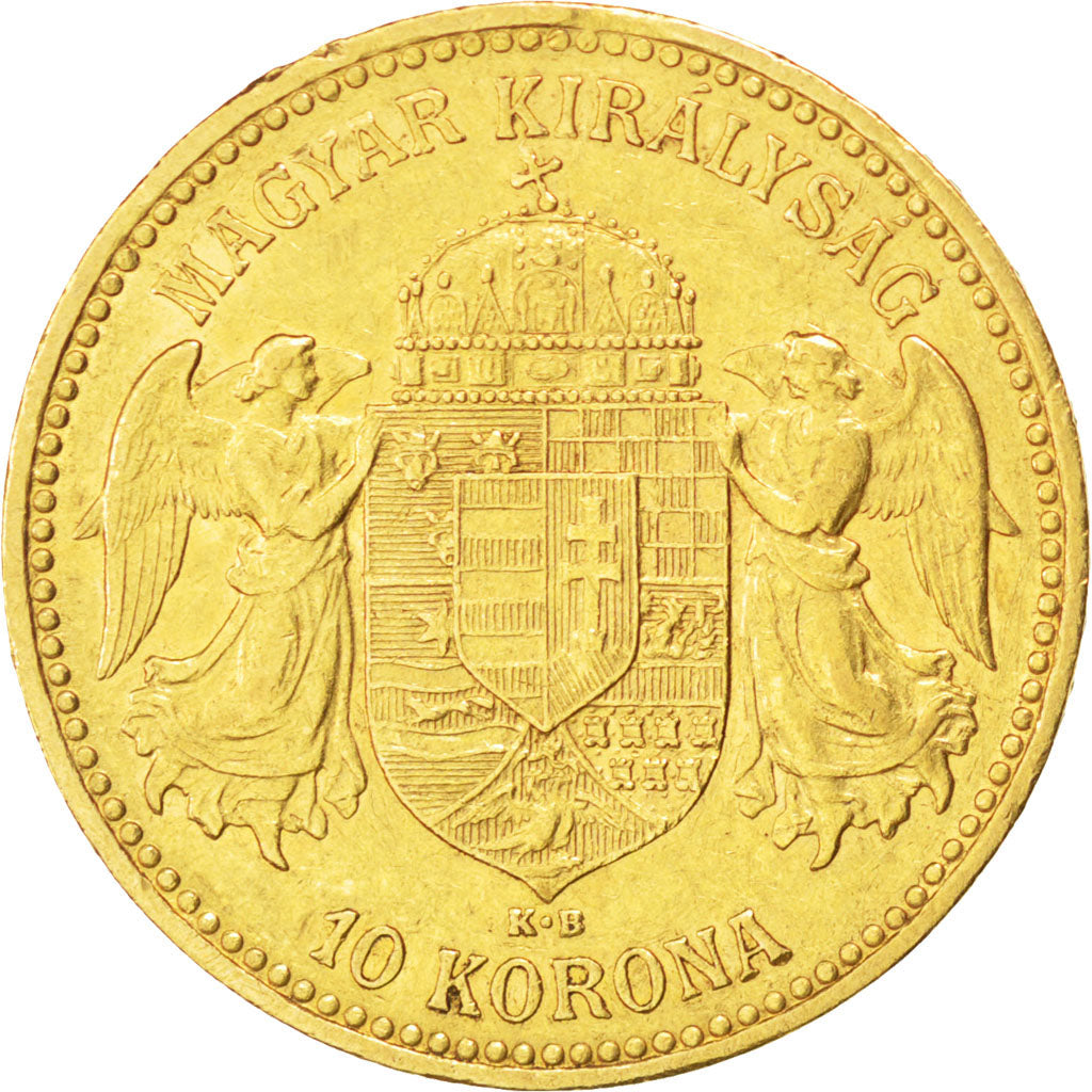 HUNGARY, 10 Korona, 1898, Kormoczbanya, KM #485, EF(40-45), Gold, 3.37