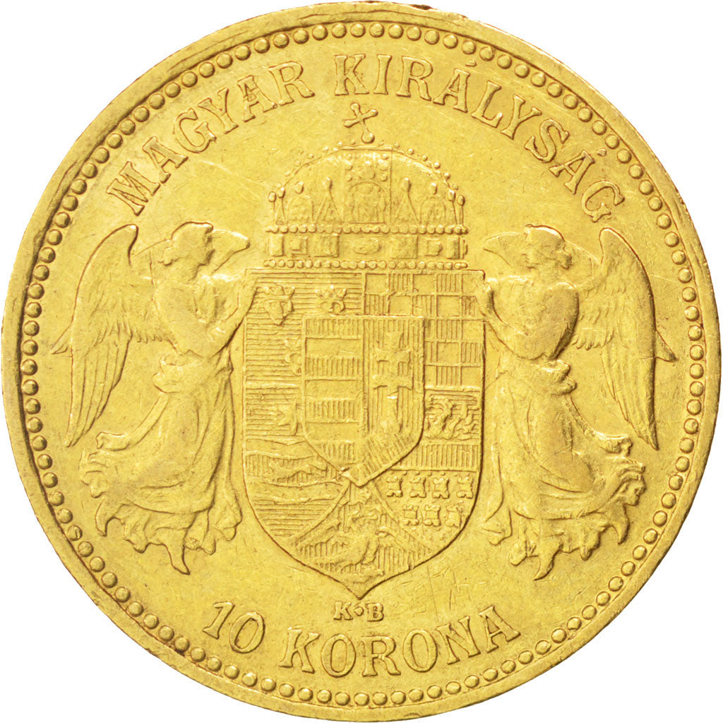 HUNGARY, 10 Korona, 1902, Kormoczbanya, KM #485, AU(55-58), Gold, 3.35