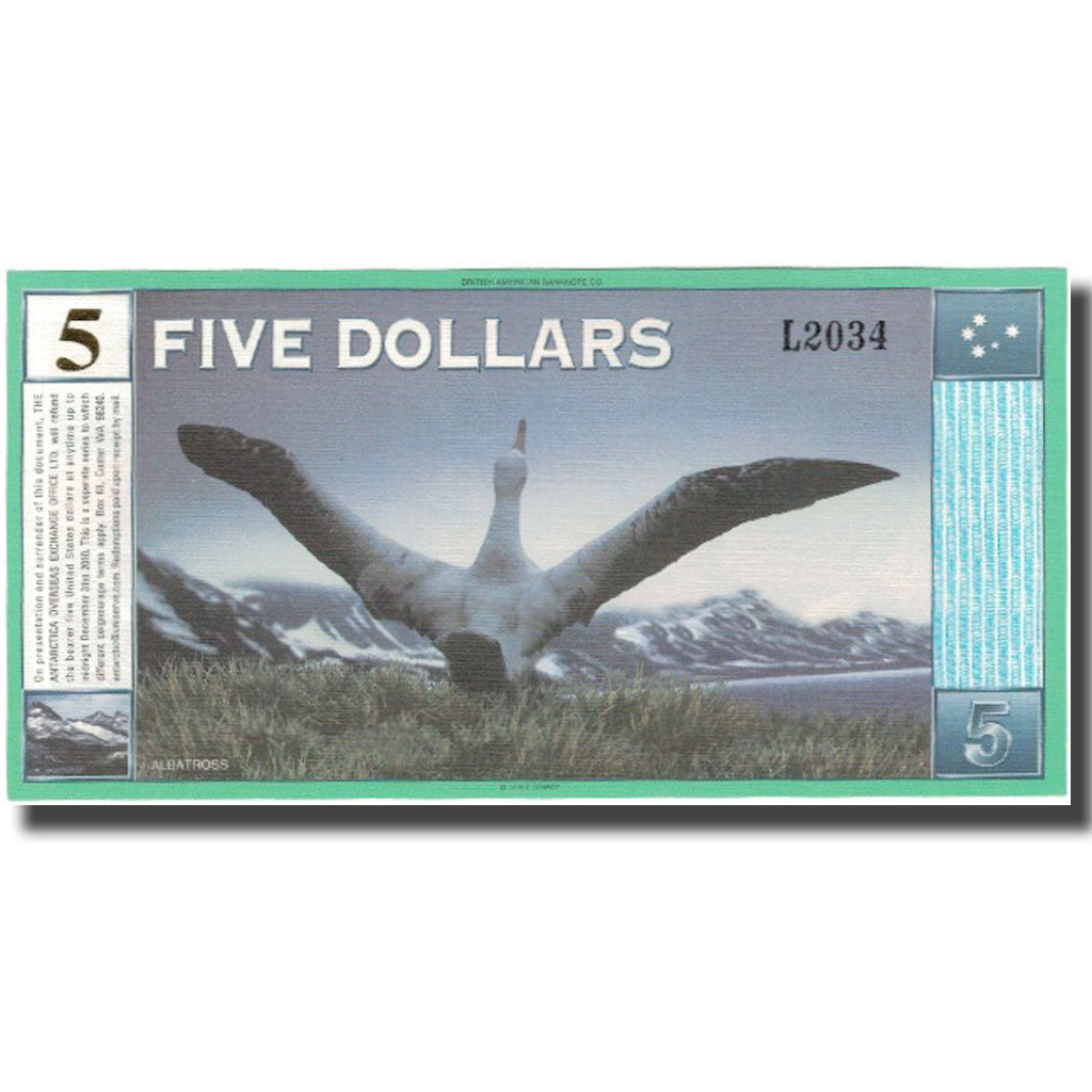 Biljet, Antarctica, 5 Dollars, 2001-01-01, NIEUW