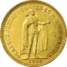 Monnaie, Hongrie, Franz Joseph I, 10 Korona, 1905, Kormoczbanya, SUP, Or, KM:485