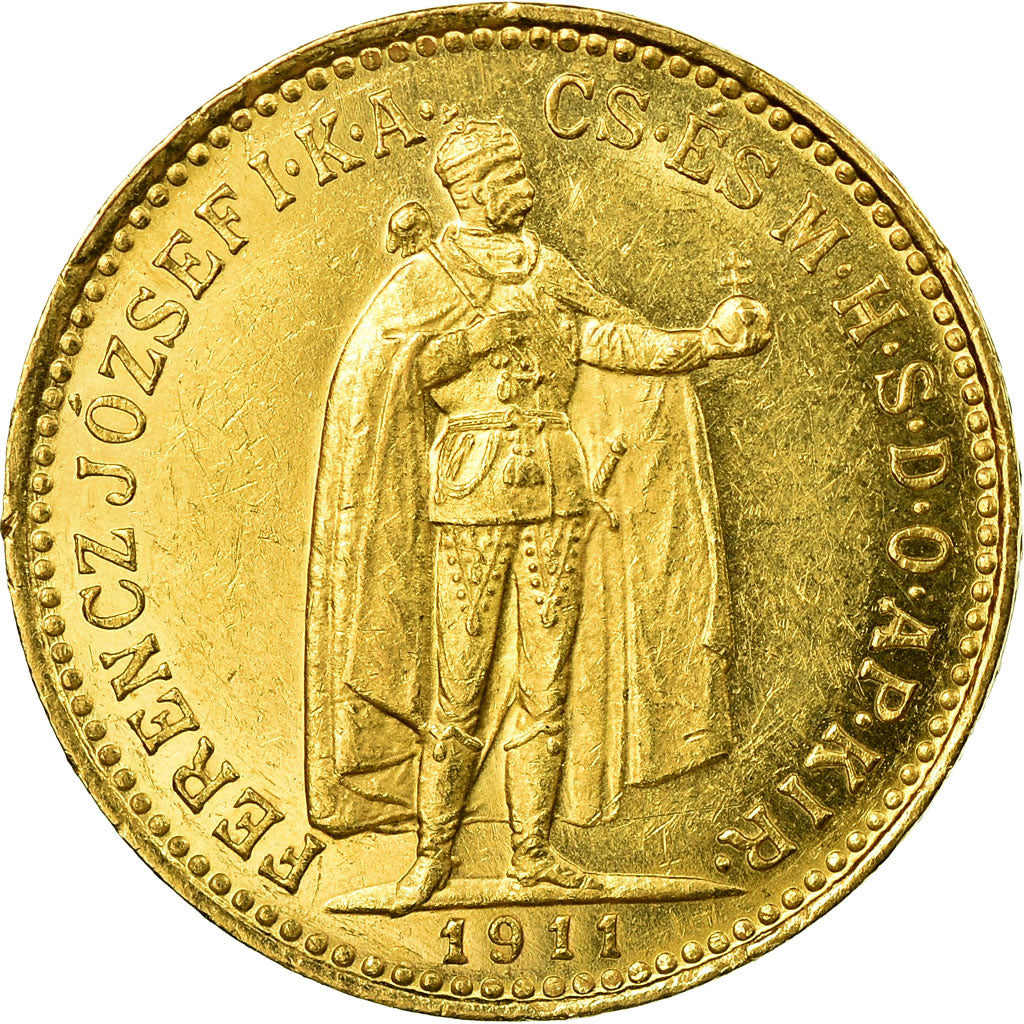Coin, Hungary, Franz Joseph I, 10 Korona, 1911, Kormoczbanya, AU(55-58), Gold