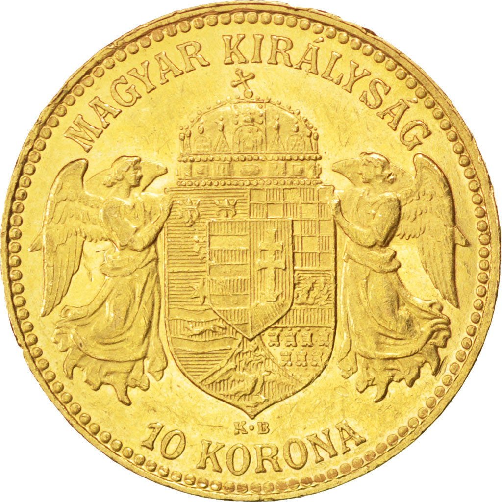 HUNGARY, 10 Korona, 1912, Kormoczbanya, KM #485, AU(55-58), Gold, 3.38