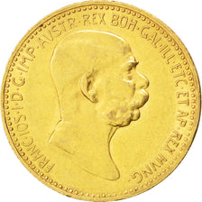 AUSTRIA, 10 Corona, 1908, KM #2810, AU(55-58), Gold, 19, 3.38