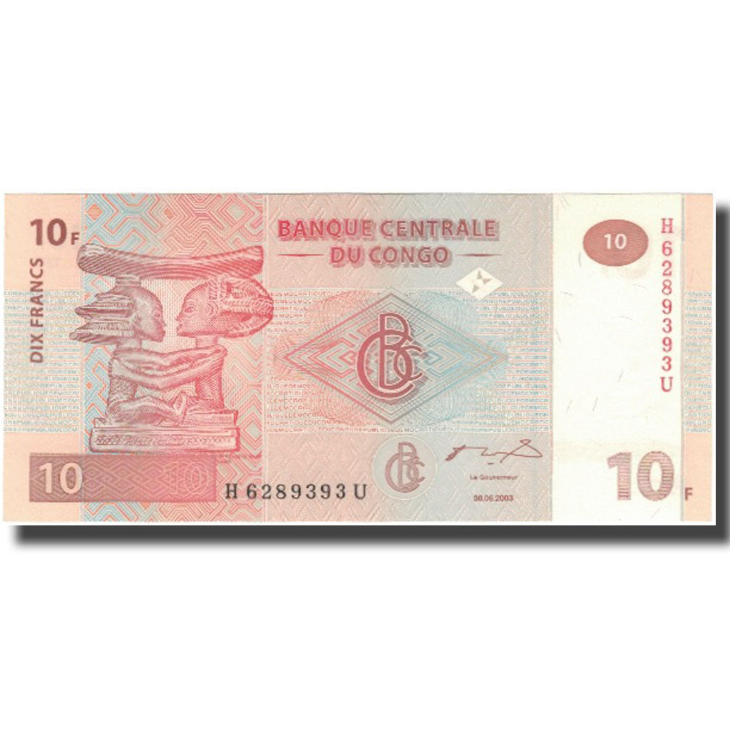 Banknote, Congo Democratic Republic, 10 Francs, 2003-06-30, KM:93a, UNC(65-70)