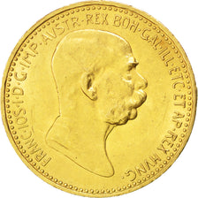 AUSTRIA, 10 Corona, 1908, KM #2810, AU(55-58), Gold, 19, 3.38
