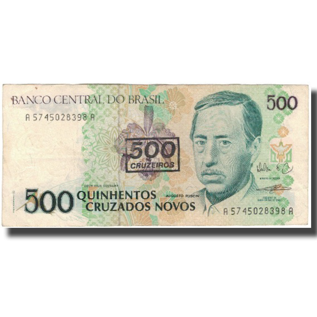 Banconote, Brasile, 500 Cruzeiros on 500 Cruzados Novos, KM:226b, MB+