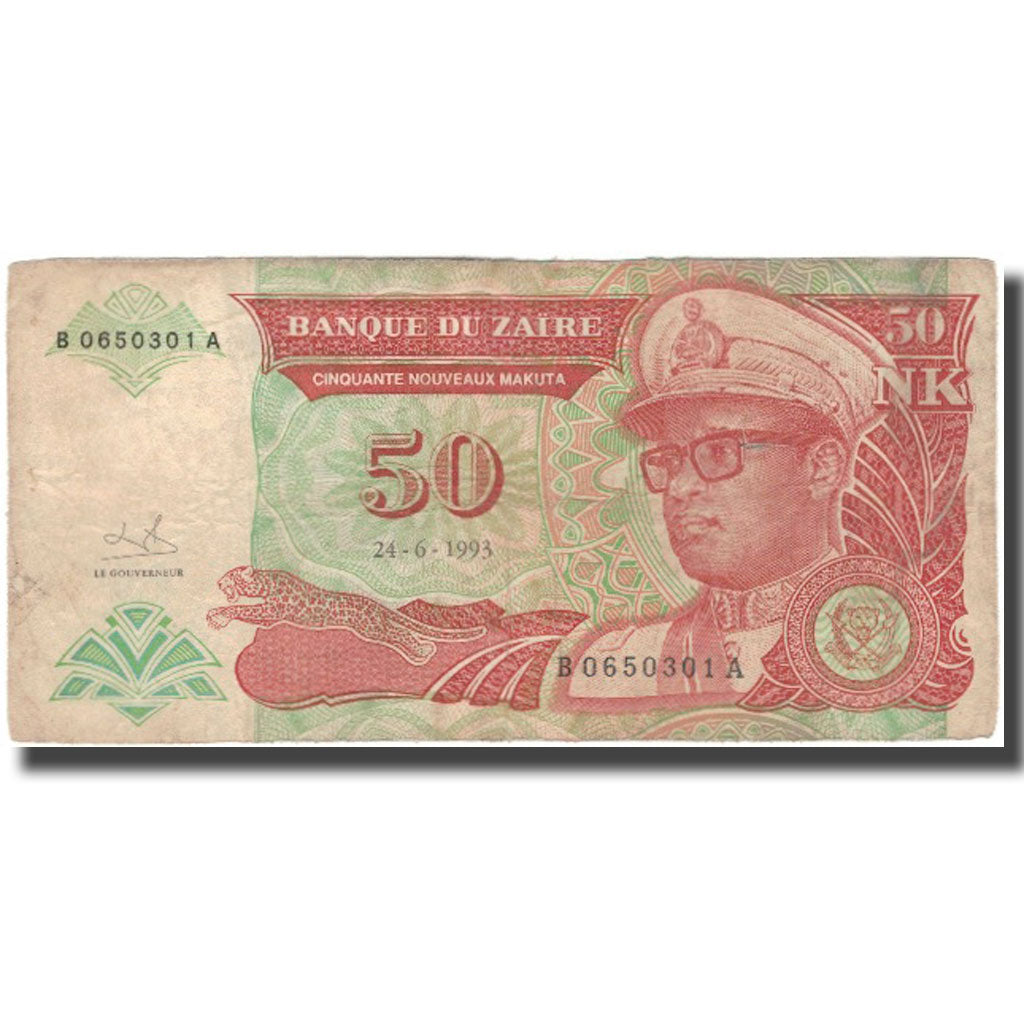 Biljet, Zaïre, 50 Nouveaux Zaïres, 1993-06-24, KM:57, TB
