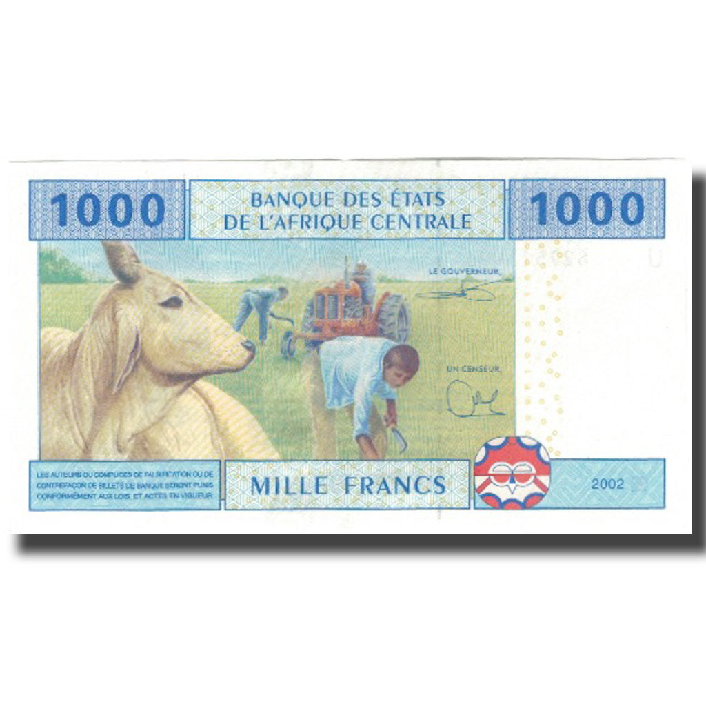Banknote, Central African States, 1000 Francs, 2002, KM:207U, AU(50-53)