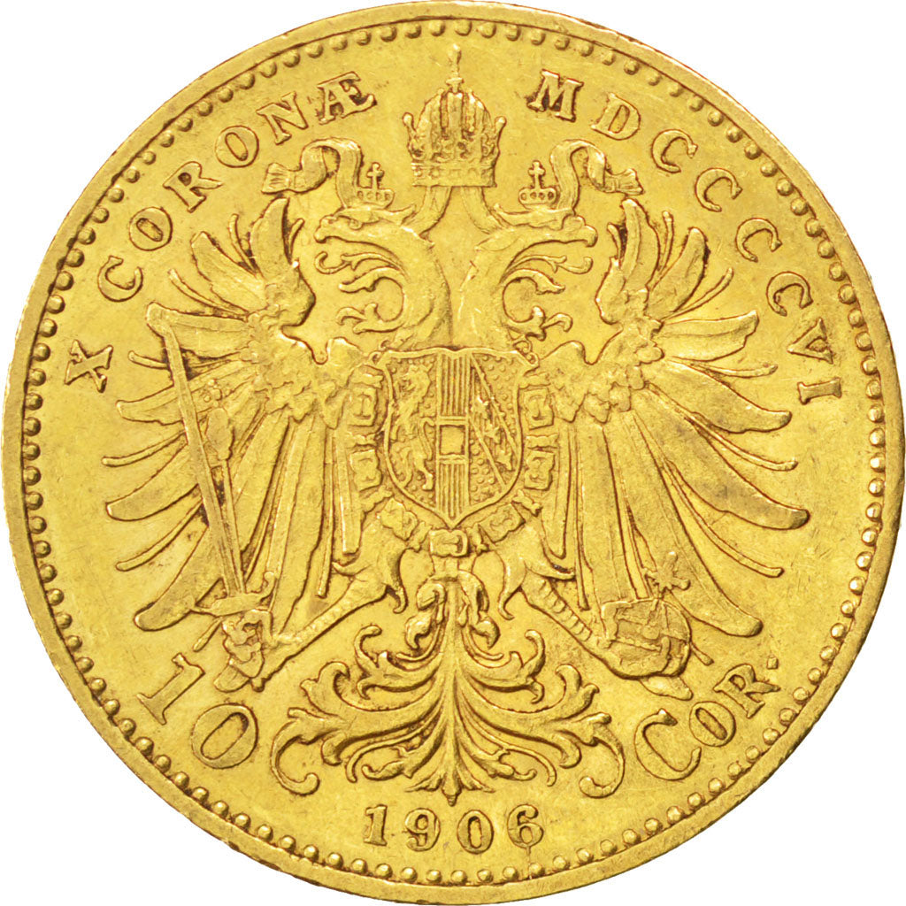 AUSTRIA, 10 Corona, 1906, KM #2805, AU(55-58), Gold, 19, 3.37