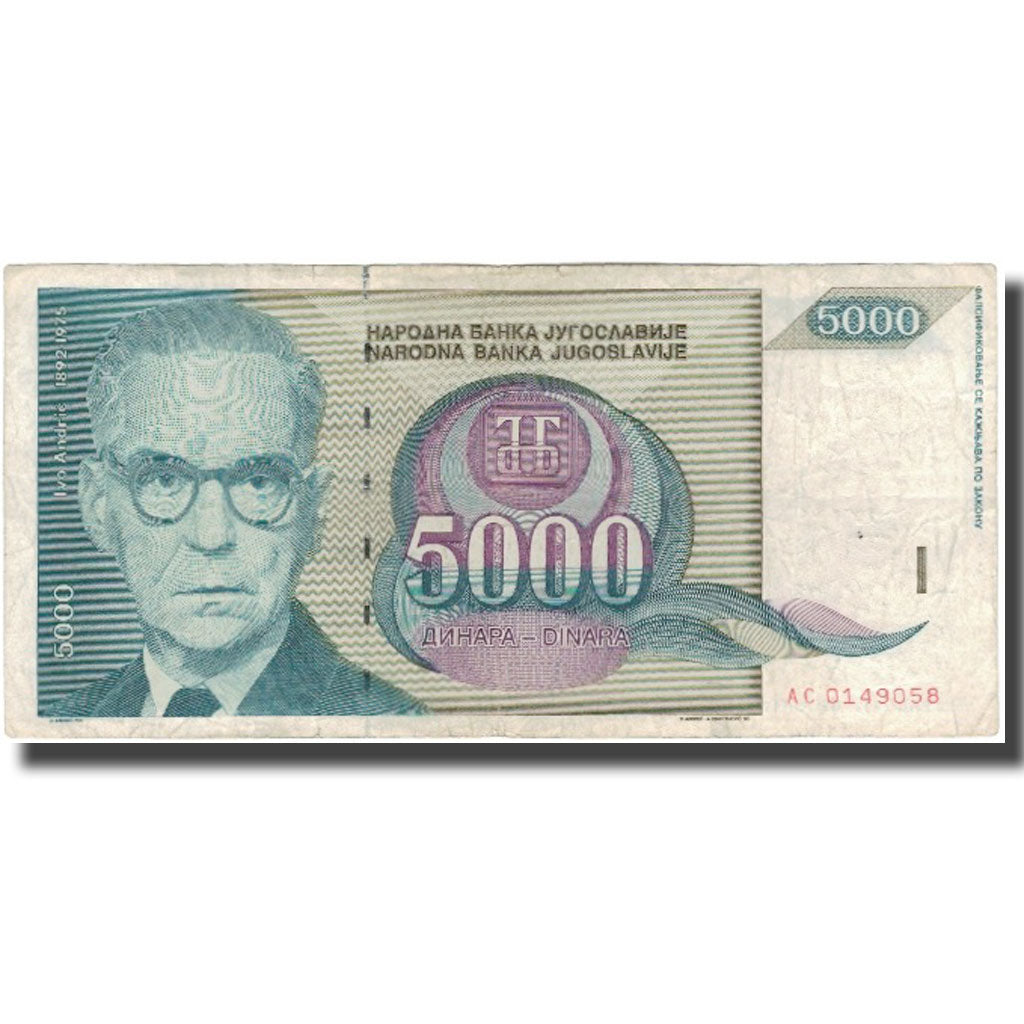 Banknote, Yugoslavia, 5000 Dinara, 1992, KM:115, F(12-15)