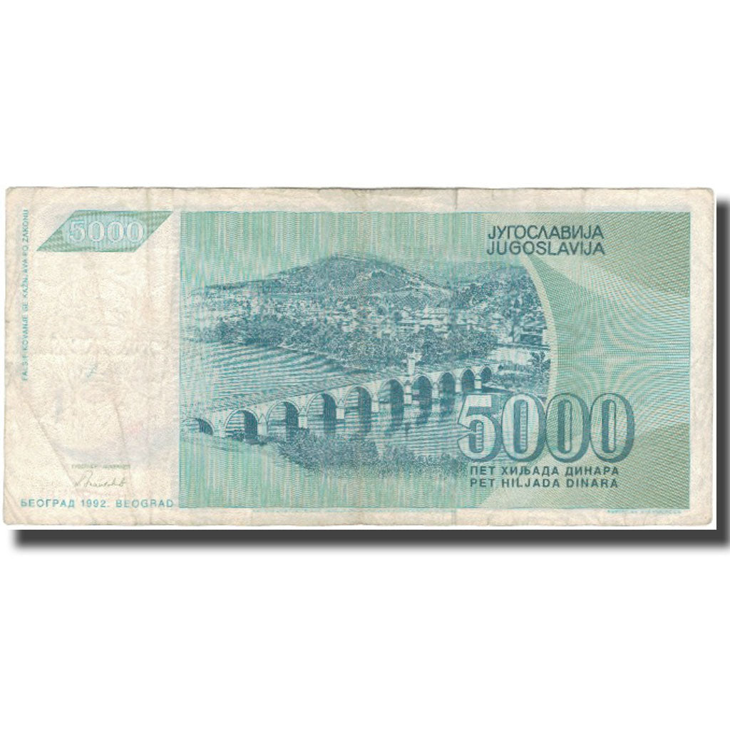 Banknote, Yugoslavia, 5000 Dinara, 1992, KM:115, F(12-15)