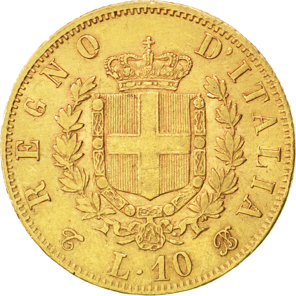 Italia, Vittorio Emanuele II, 10 Lire, 1863, Torino, BB, Oro, KM:9.3